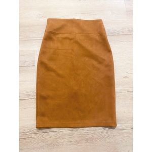 Faux suede burnt orange colored skirt